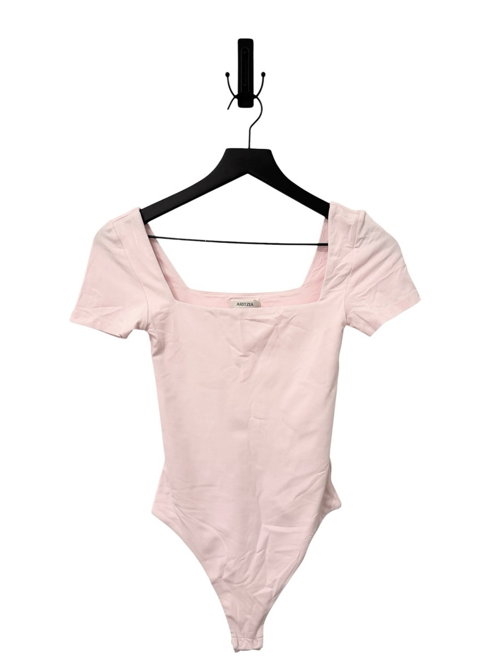ARITZIA BABATON Contour Squareneck Short-Sleeve Bodysuit in Light Pink